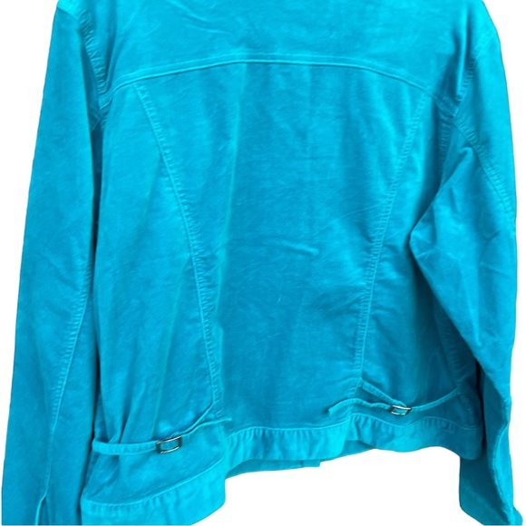 MOTTO turquoise velvet jacket, silver buttons, cuffs, collar, pockets. SzXL - Picture 5 of 15